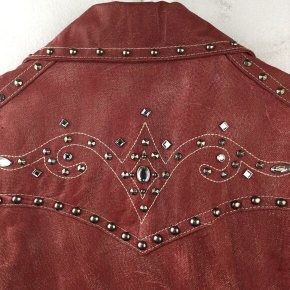 Cripple Creek Vintage Leather Vest,  Red Distressed Western, Size Small - Picture 15 of 16